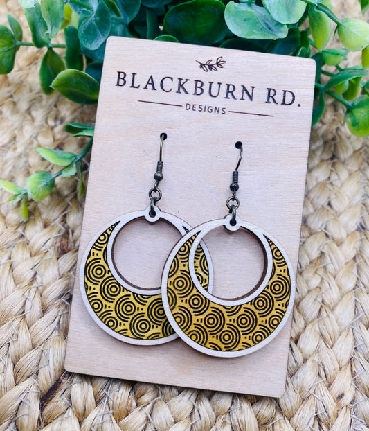 Geometric Circle Pattern Hoop Dangles