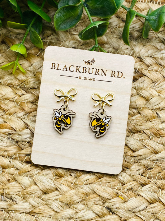 Taylor Petite Gold Bow Yellowjacket Charm Dangles