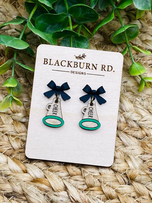 Petite Matte Bow Harrison Cheer Megaphone Dangles