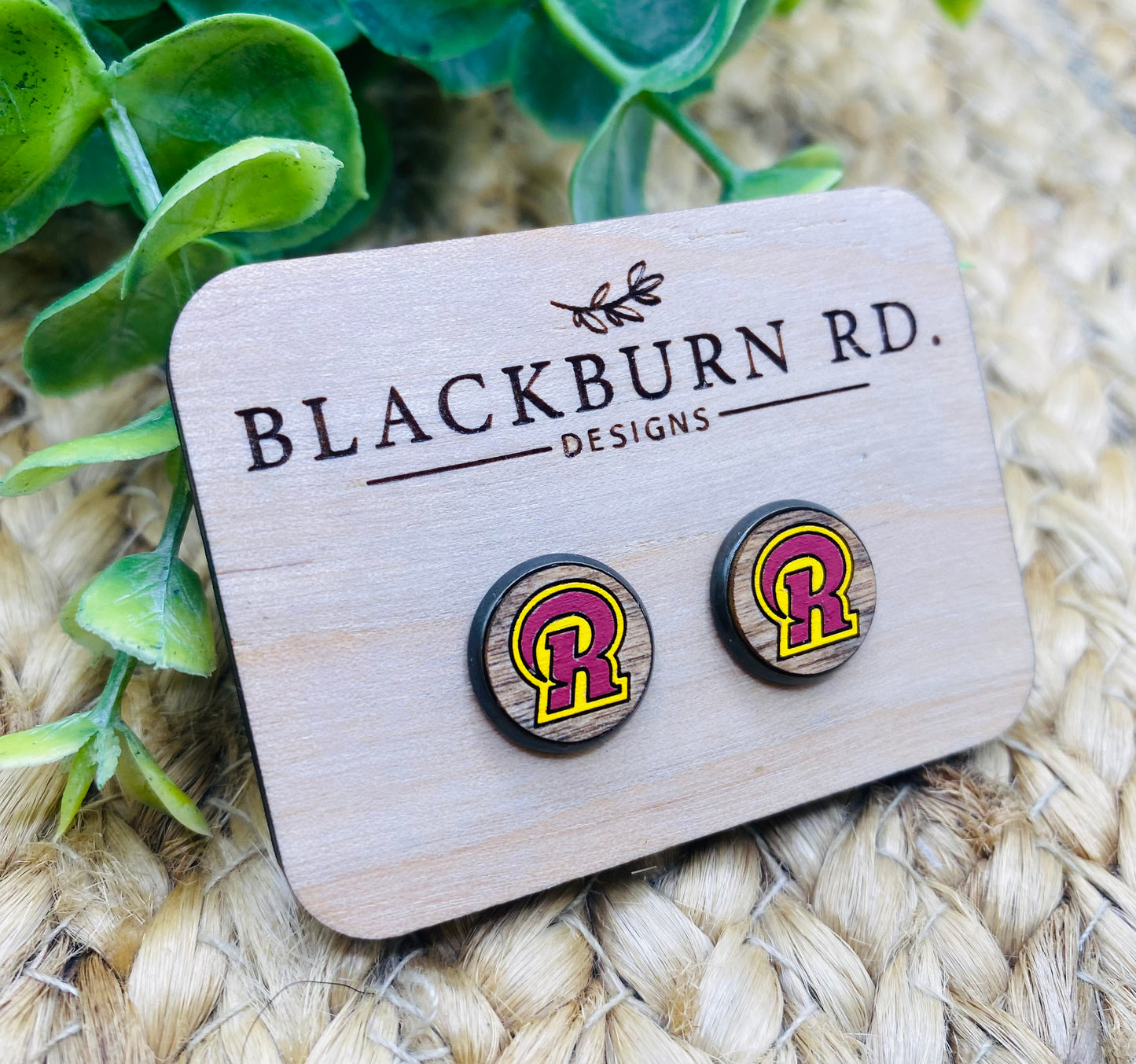 Ross R Logo Cabochon Studs