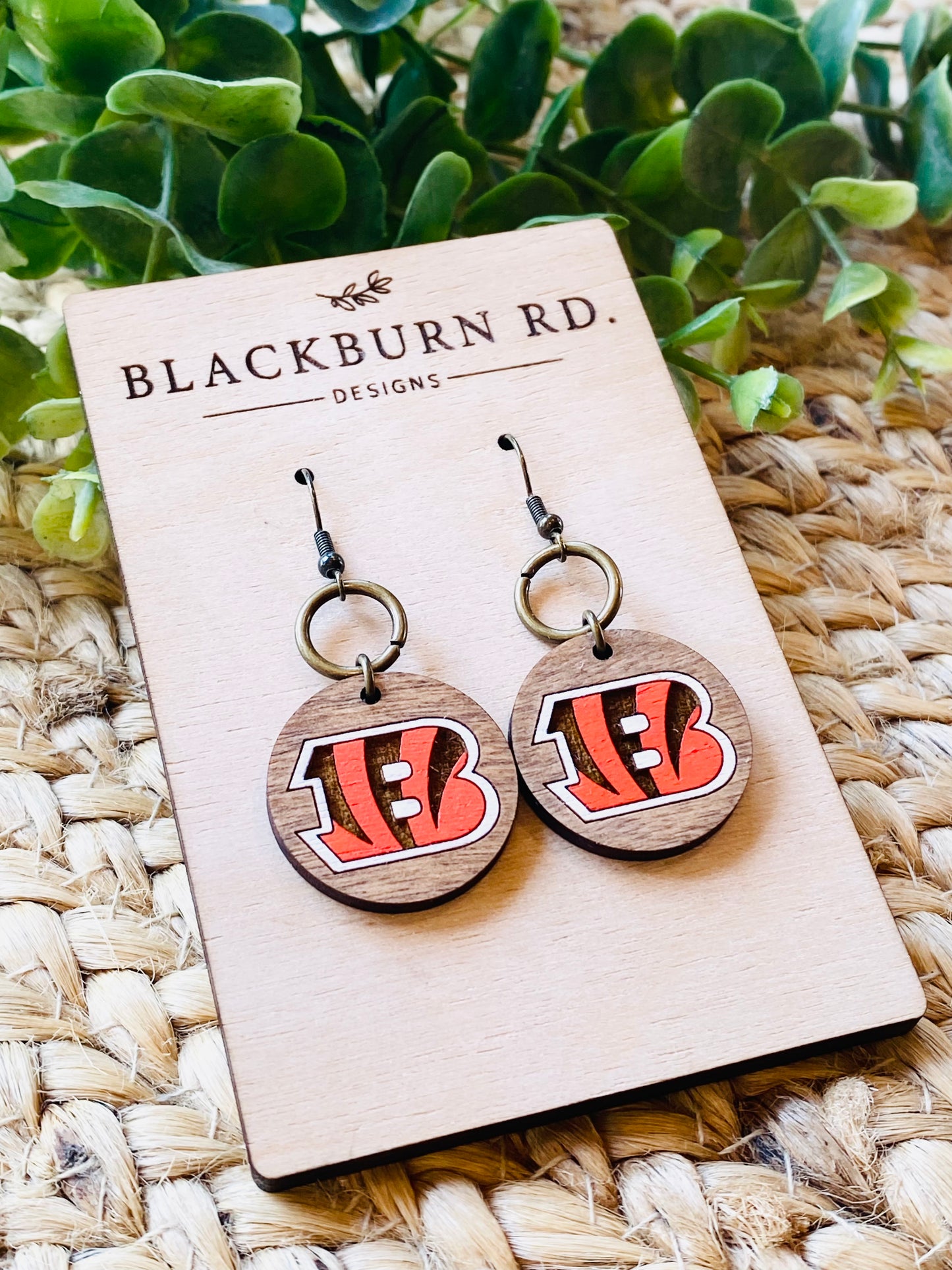 Bengals Stained Round Dangle Earrings