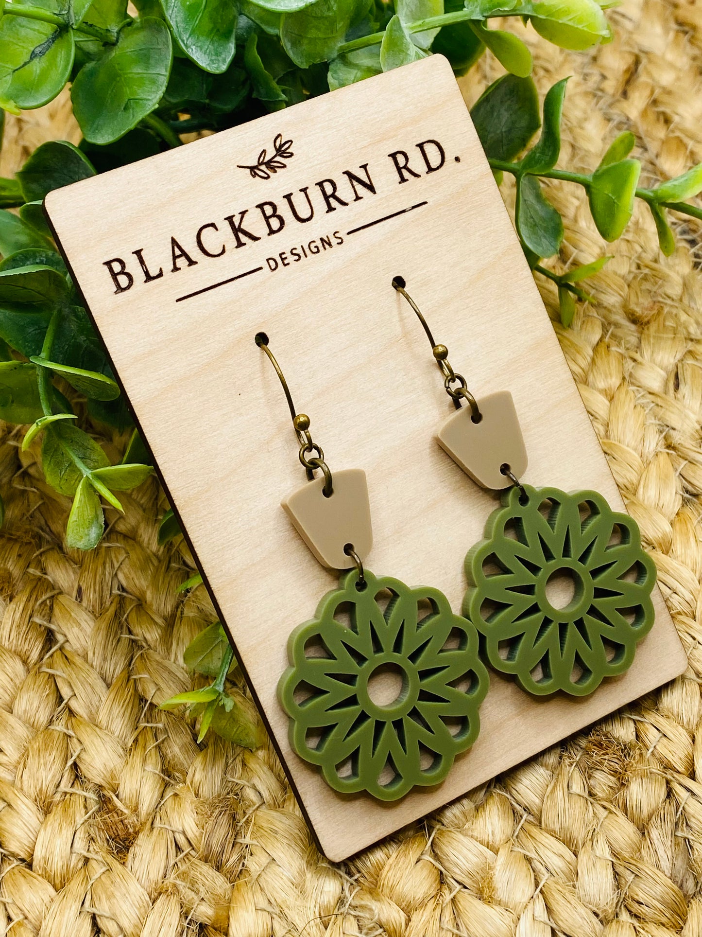 Olive Petite Flower Dangles