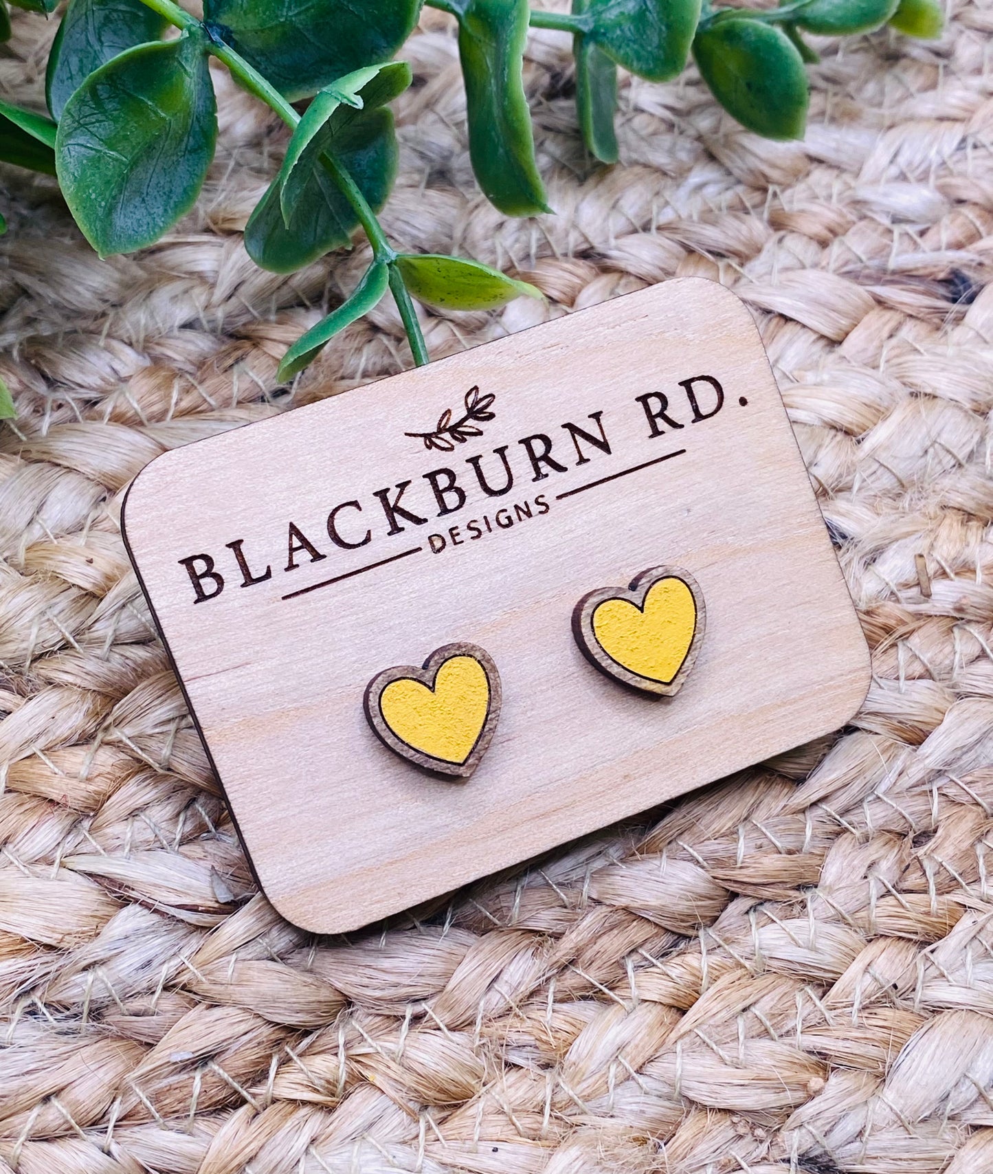 Striped Framed Heart Studs