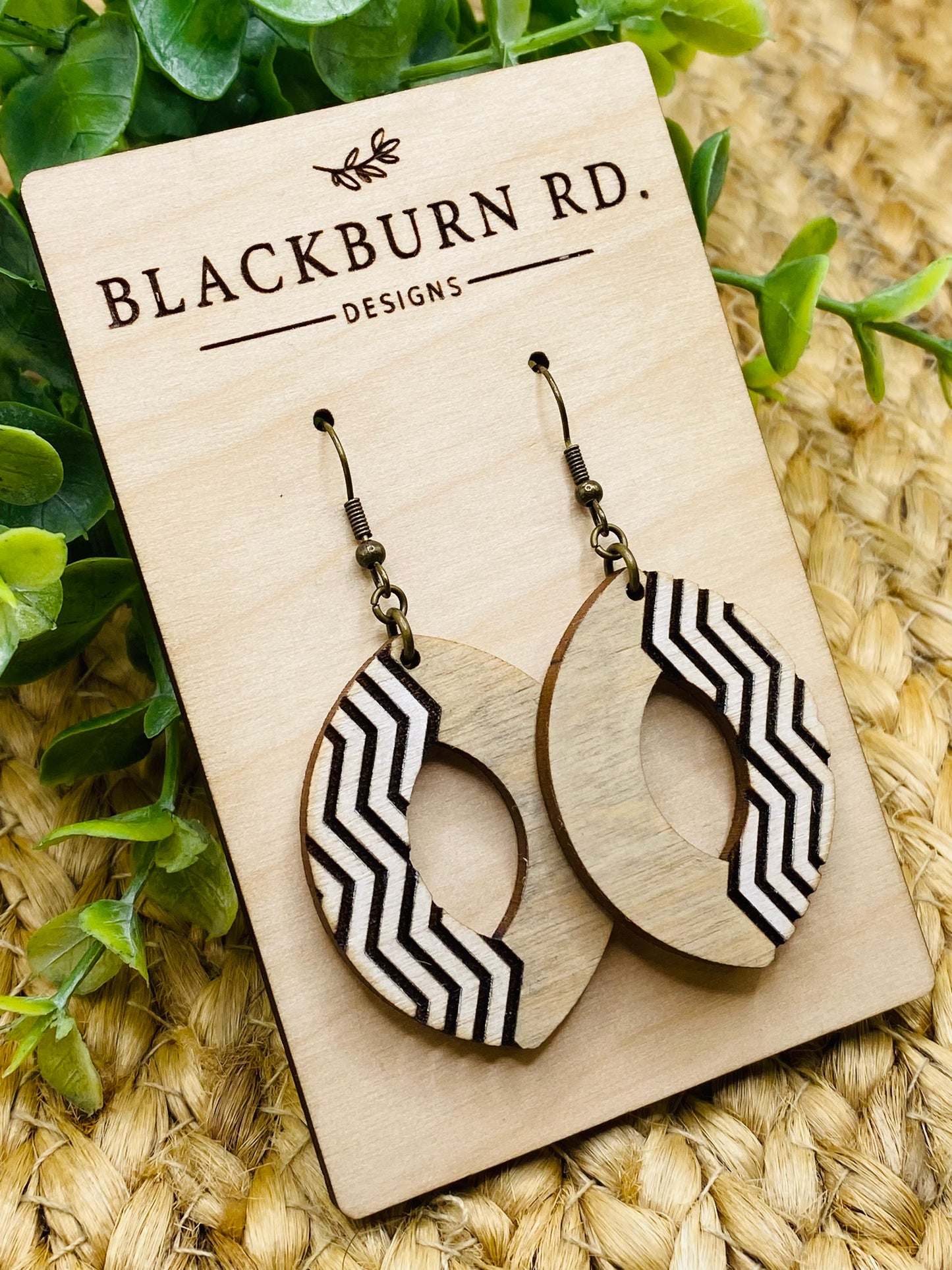 Open Oval Chevron Side Stripe Dangles