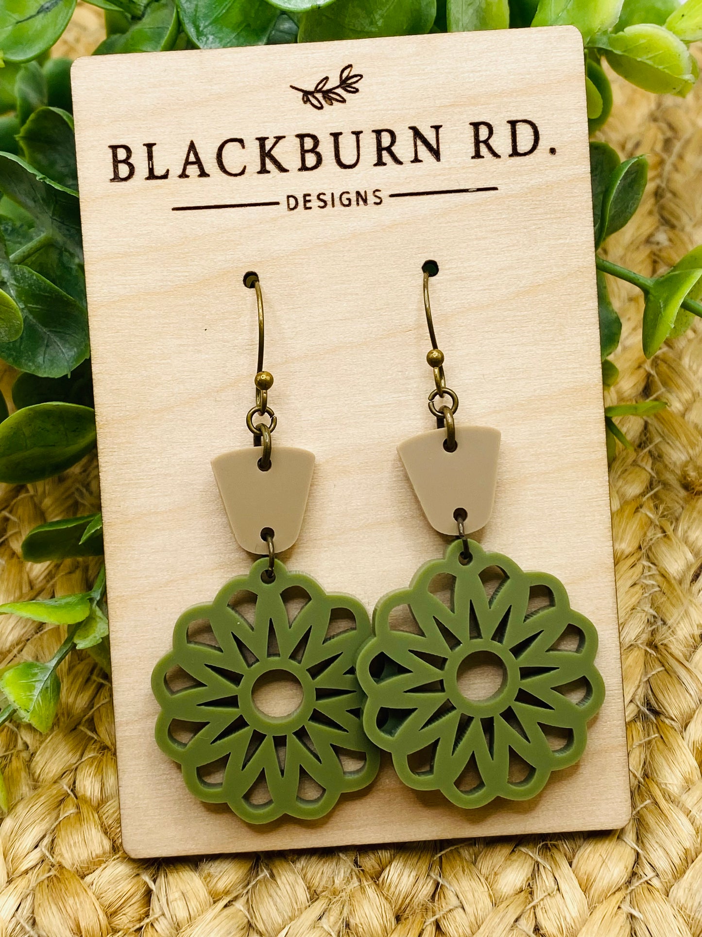 Olive Petite Flower Dangles