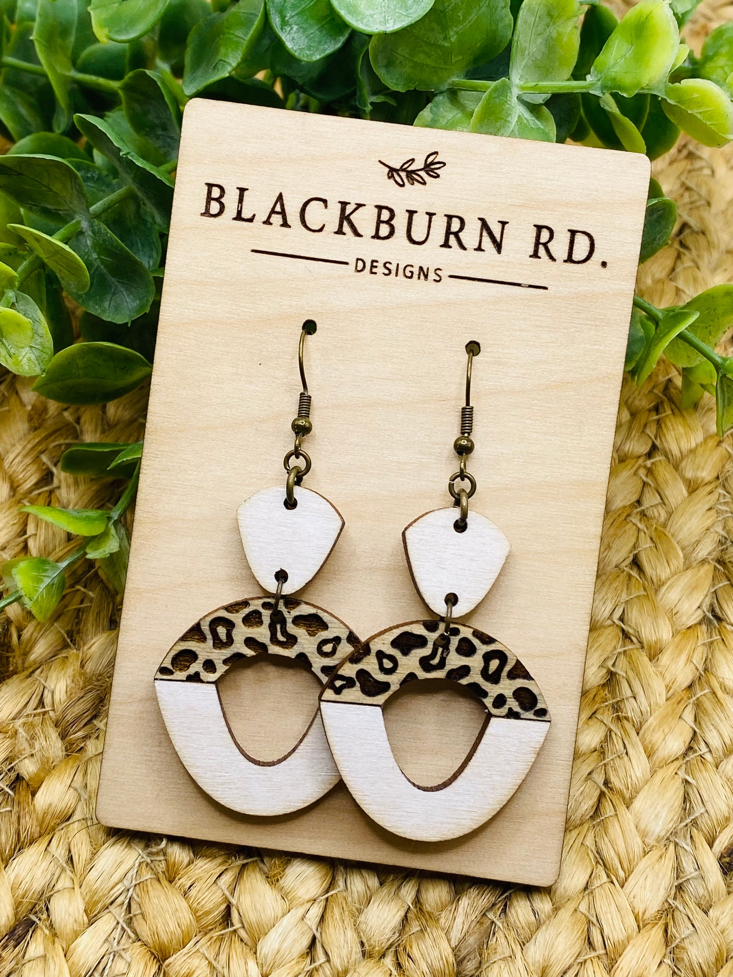 Two Piece Leopard Stretched Hoop Dangles