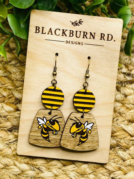 Yellowjacket Logo Striped Connector Oblong Dangles