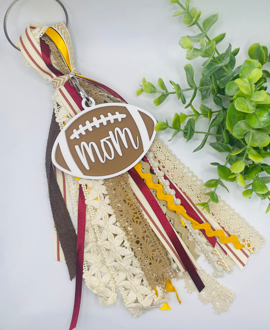 Mama/ Mom Football Bag Tag with Ribbon