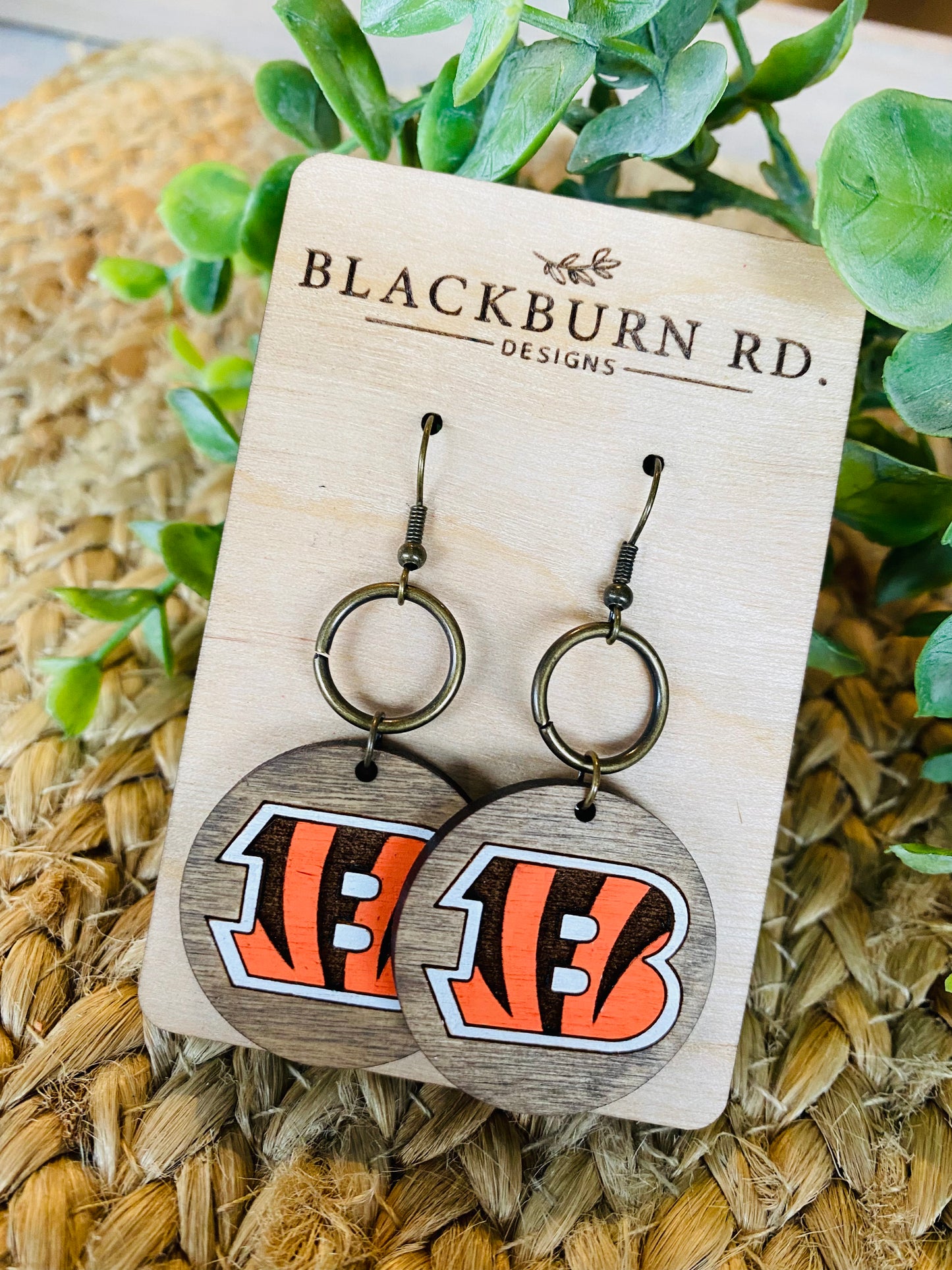 Bengals Stained Round Dangle Earrings