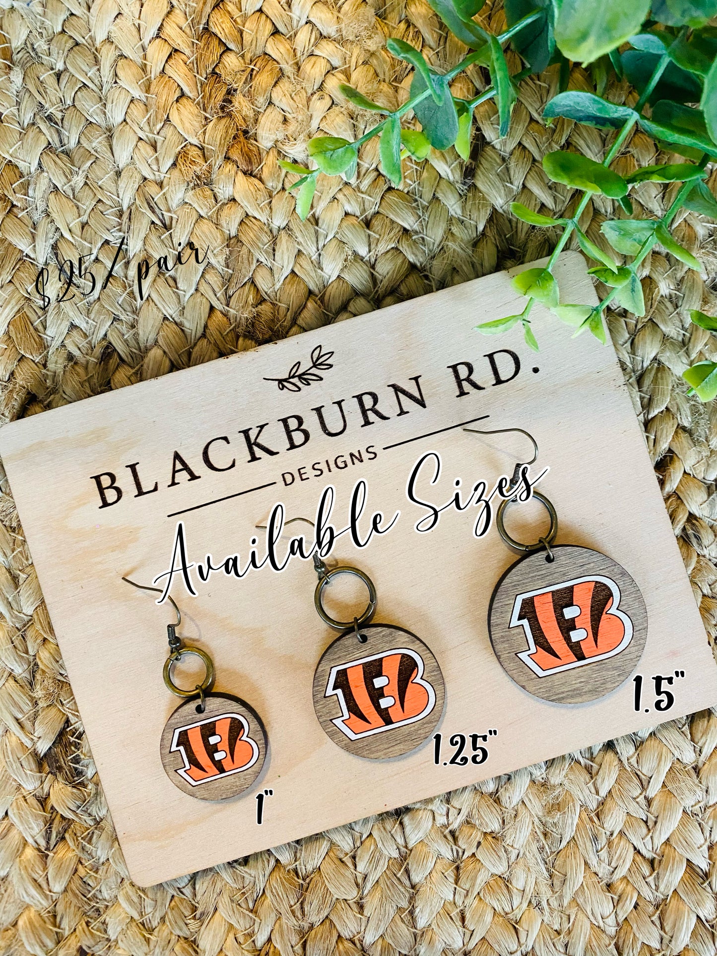 Bengals Stained Round Dangle Earrings