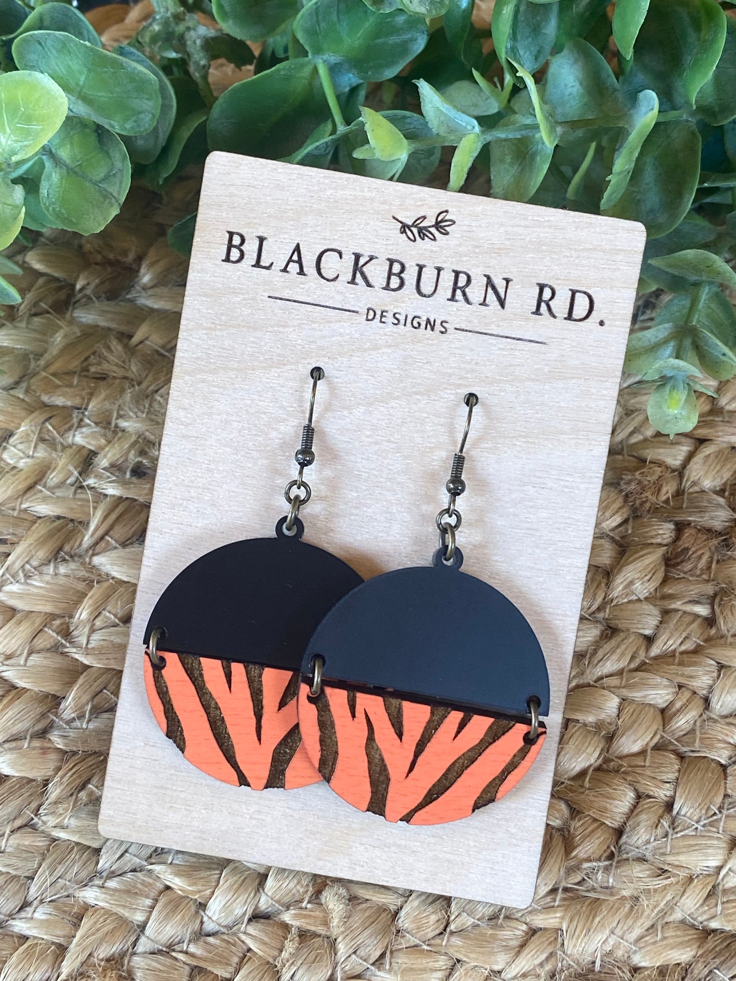 Bengals Tiger Stripe Split Round Earrings