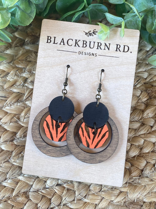 Open Hoop Tiger Stripe Earrings