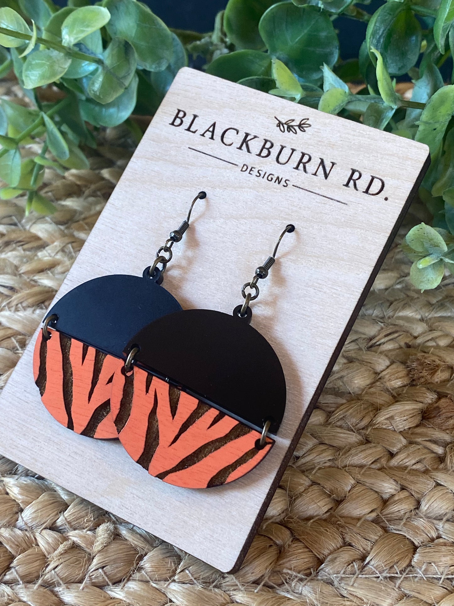 Bengals Tiger Stripe Split Round Earrings