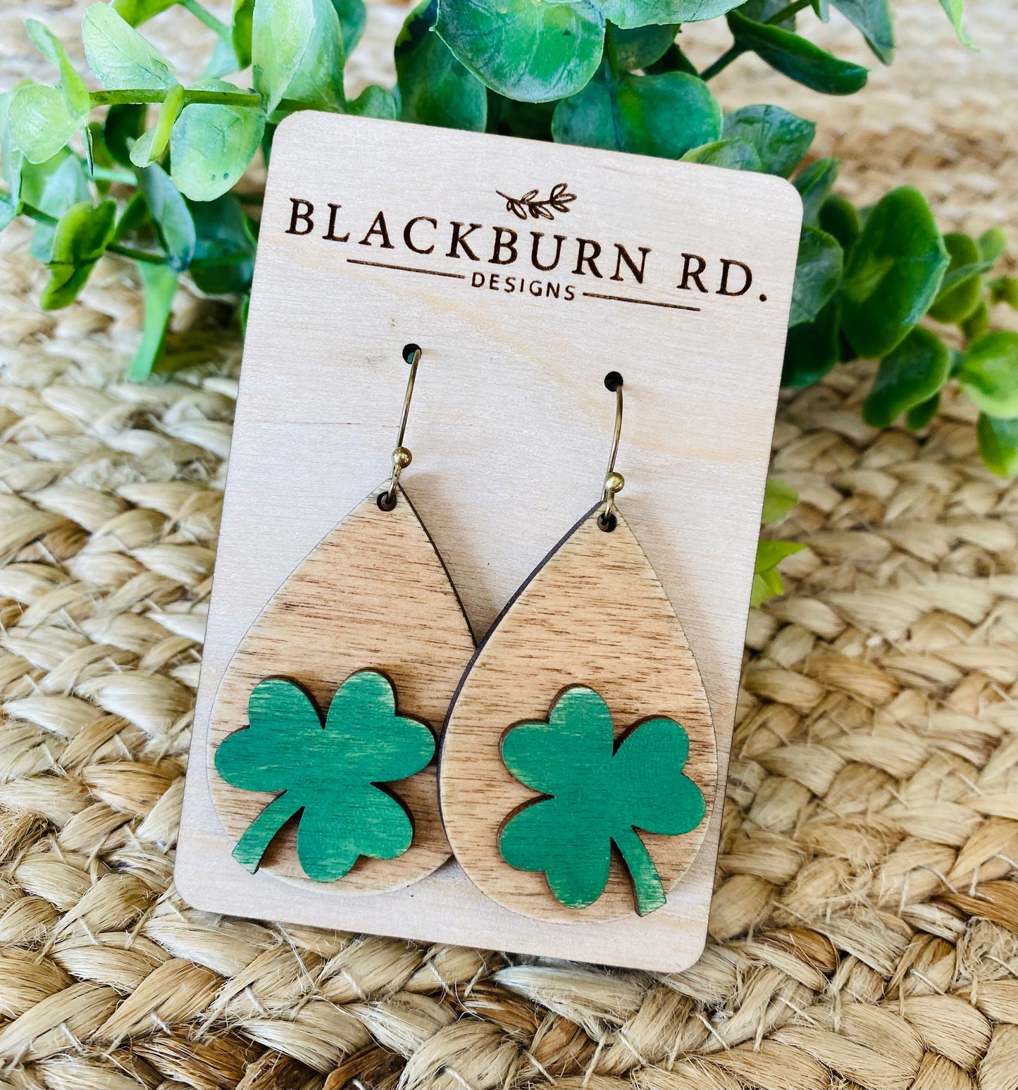 Dimensional Clover Teardrop Dangle Earrings