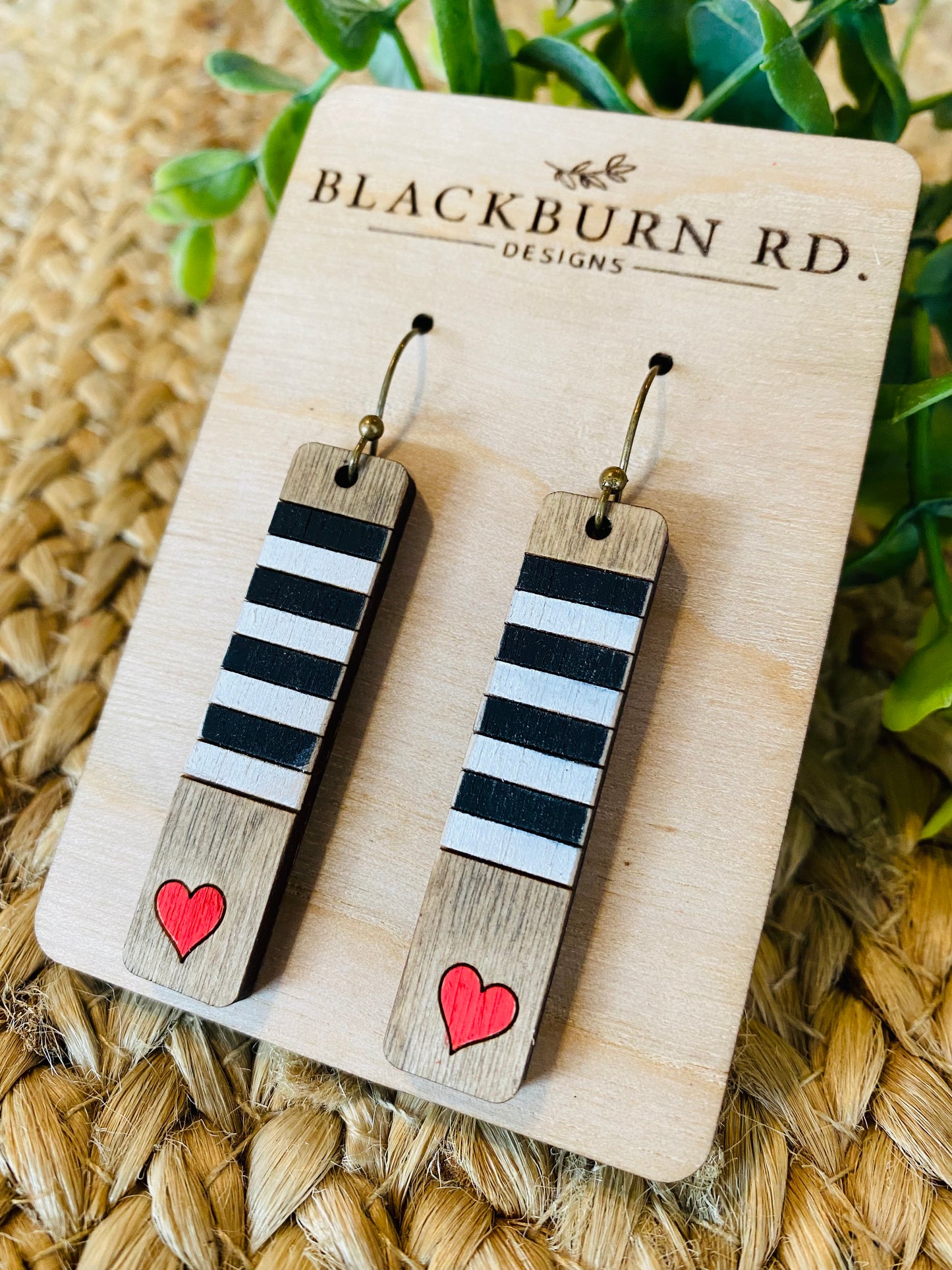 Striped Valentine Bar Earrings