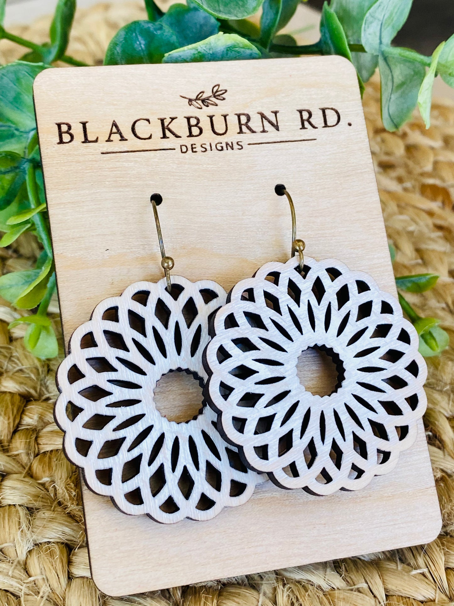 Radial Flower Round Dangle Earrings