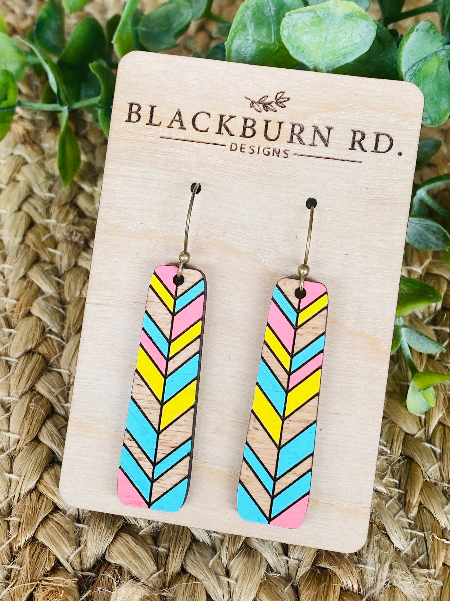 Spring Feathered Bar Dangle Earrings