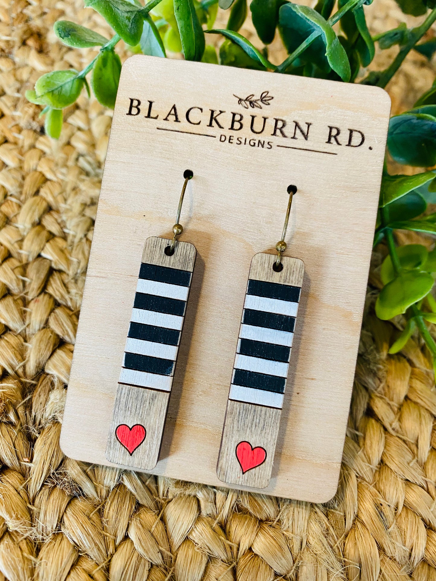 Striped Valentine Bar Earrings