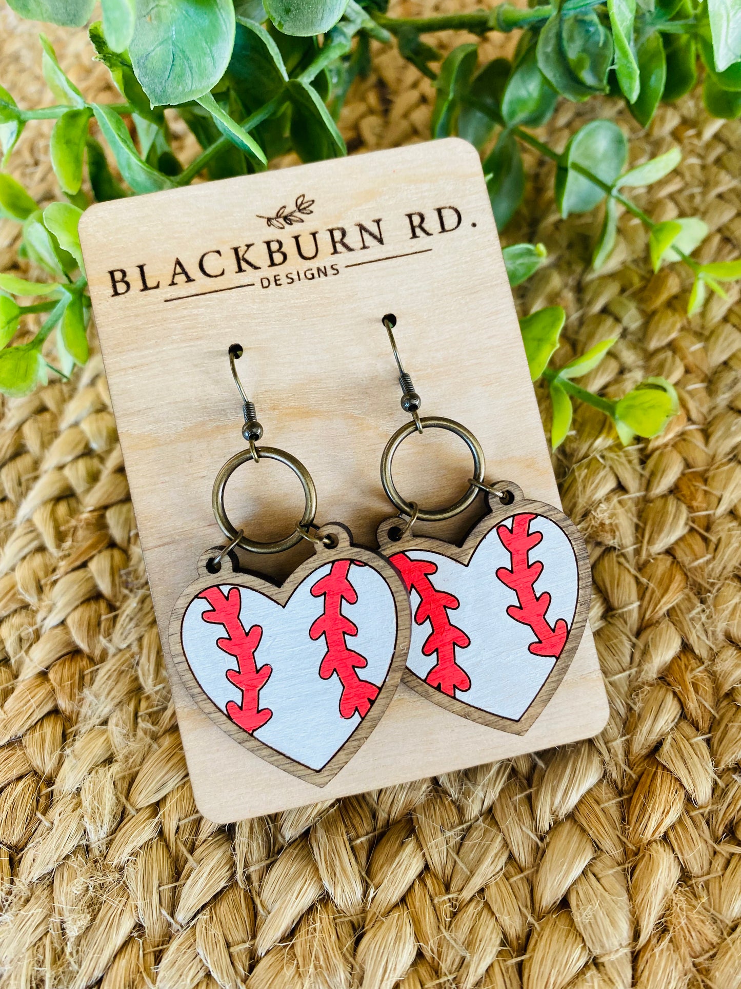 Baseball Heart Shaped Earrings