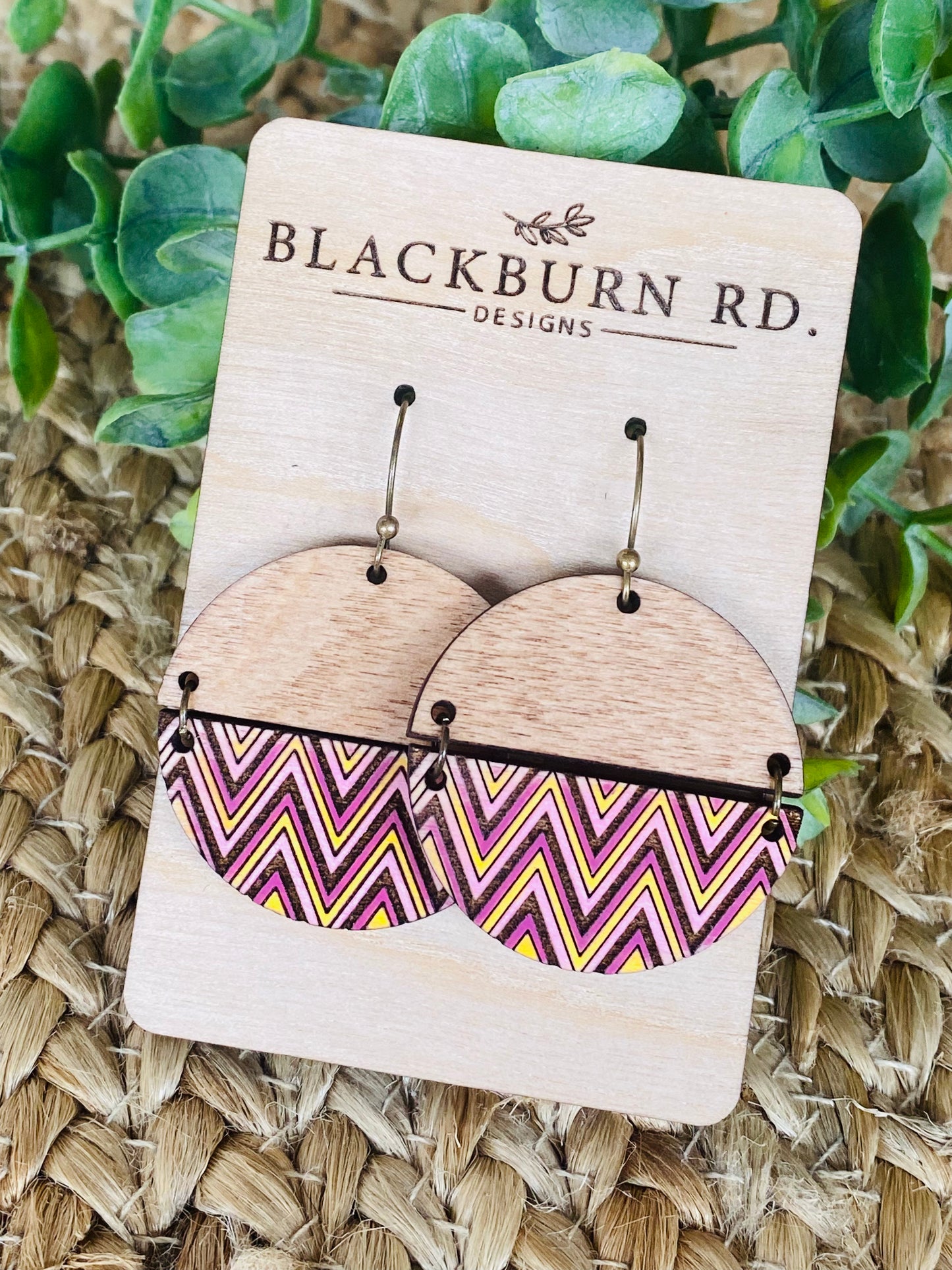 Chevron Split Round Dangle Earrings