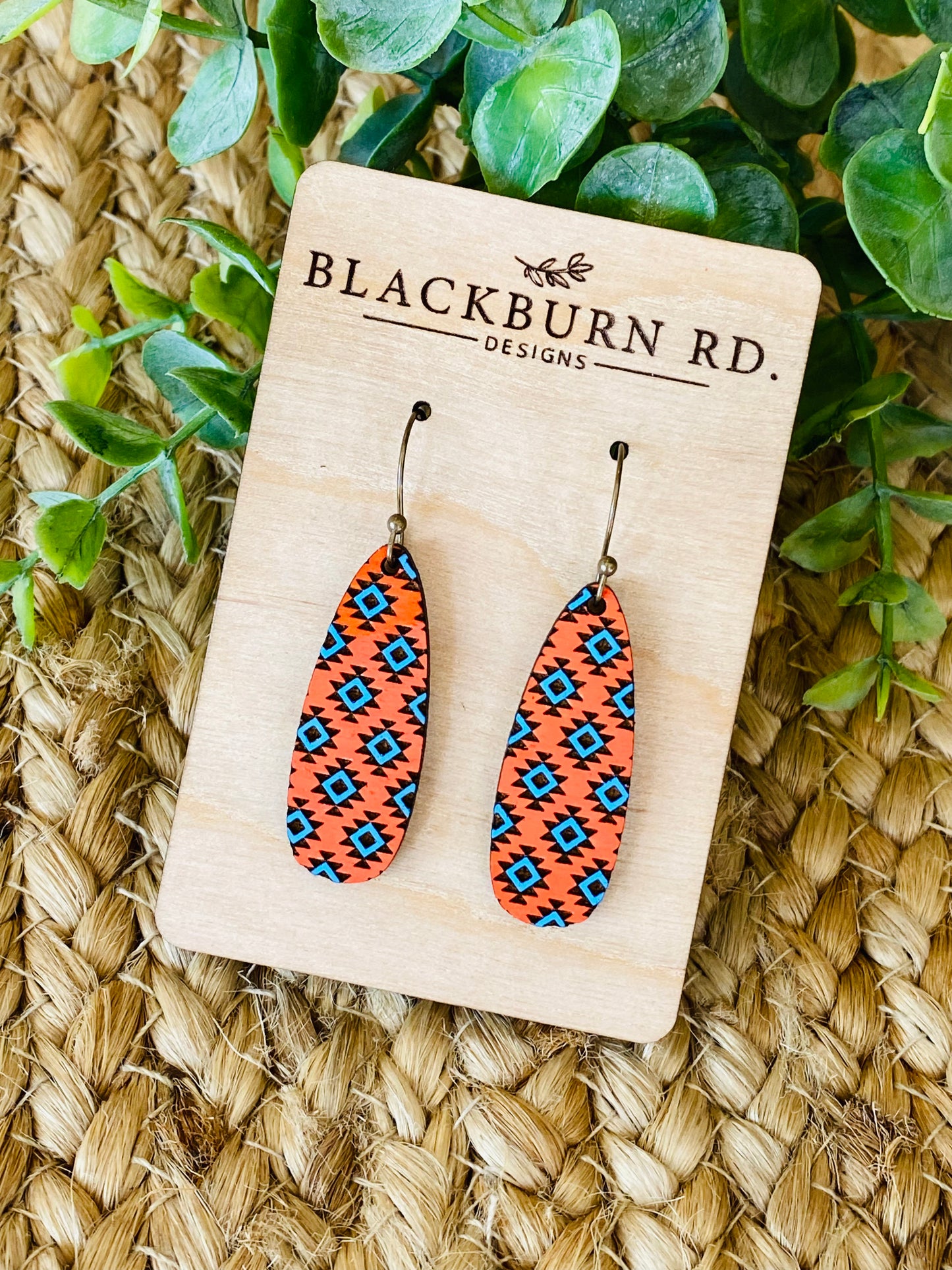 Aztec Oblong Dangle Earrings