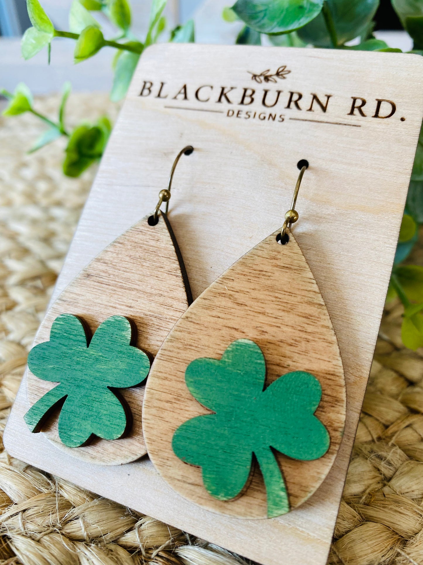 Dimensional Clover Teardrop Dangle Earrings