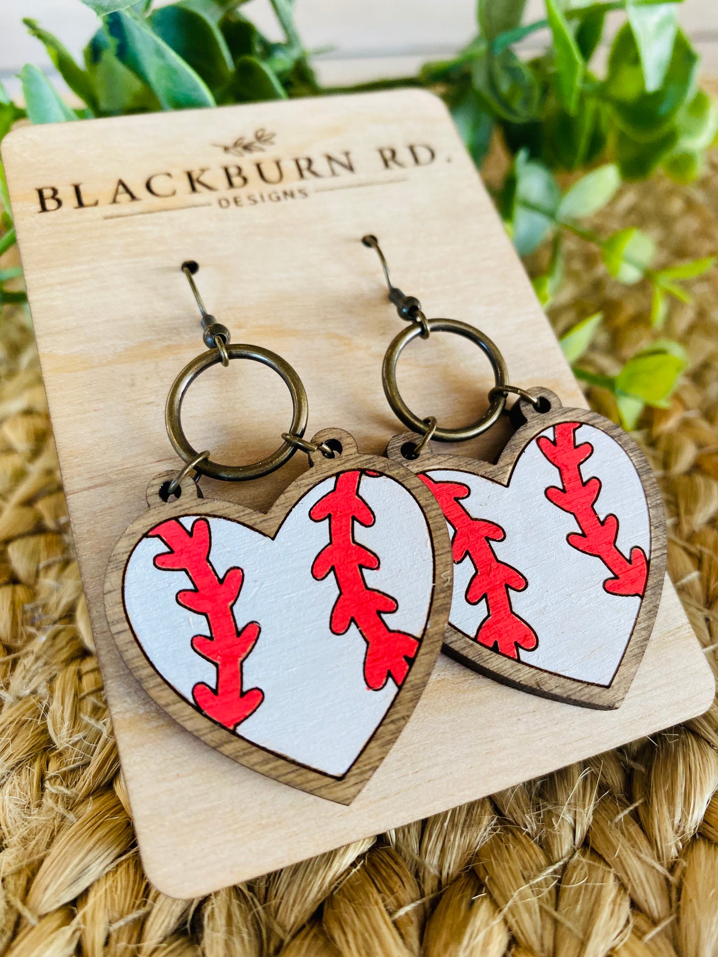 Baseball Heart Shaped Earrings