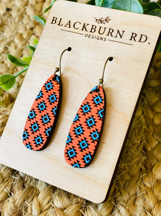 Aztec Oblong Dangle Earrings