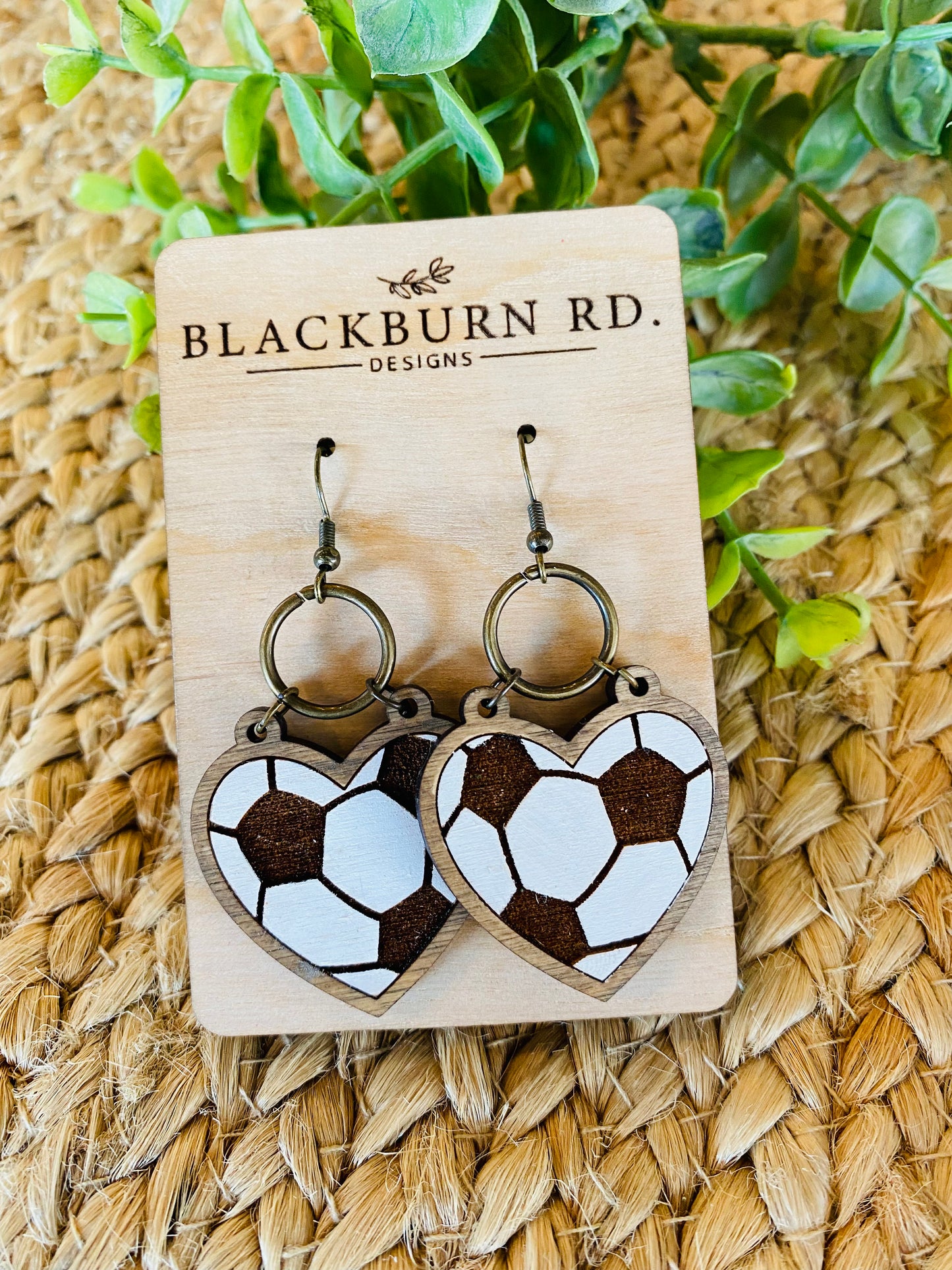 Soccer Heart Shaped Earrings