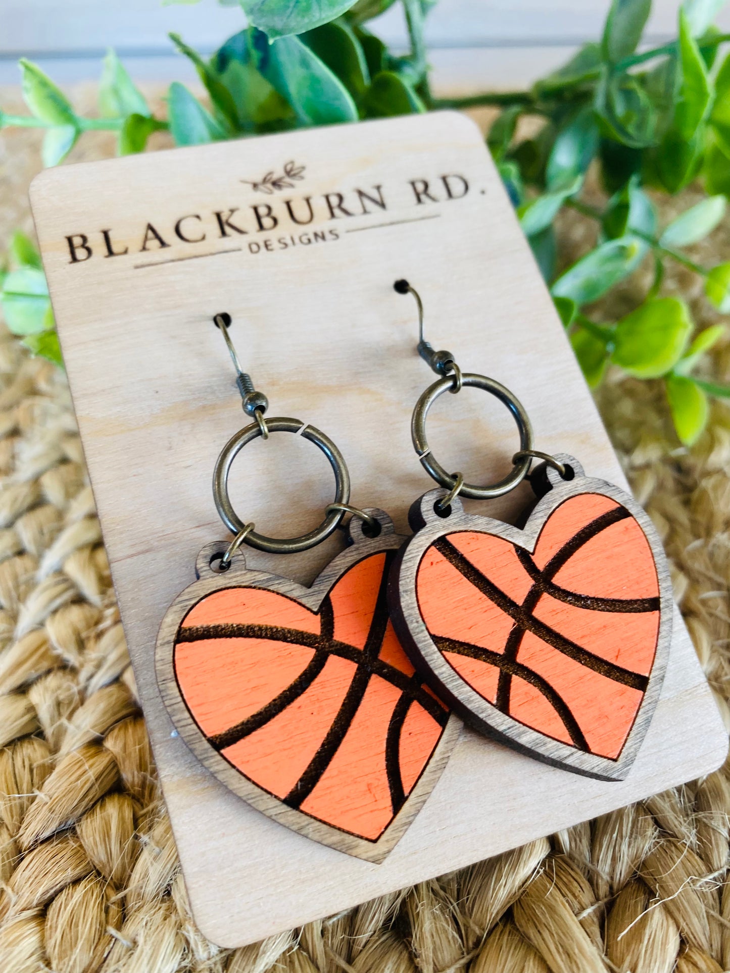 Basketball Heart Shaped Earrings