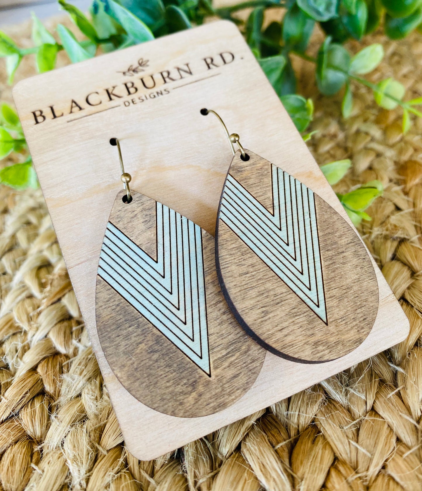 Pointed Stripe Boho Teardrop Earrings